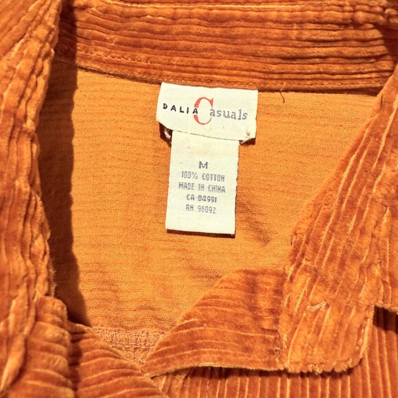 Dalia Casuals Women's Heavy Corduroy Shirt Medium Rust 100% Cotton Long Sleeve - Picture 8 of 8